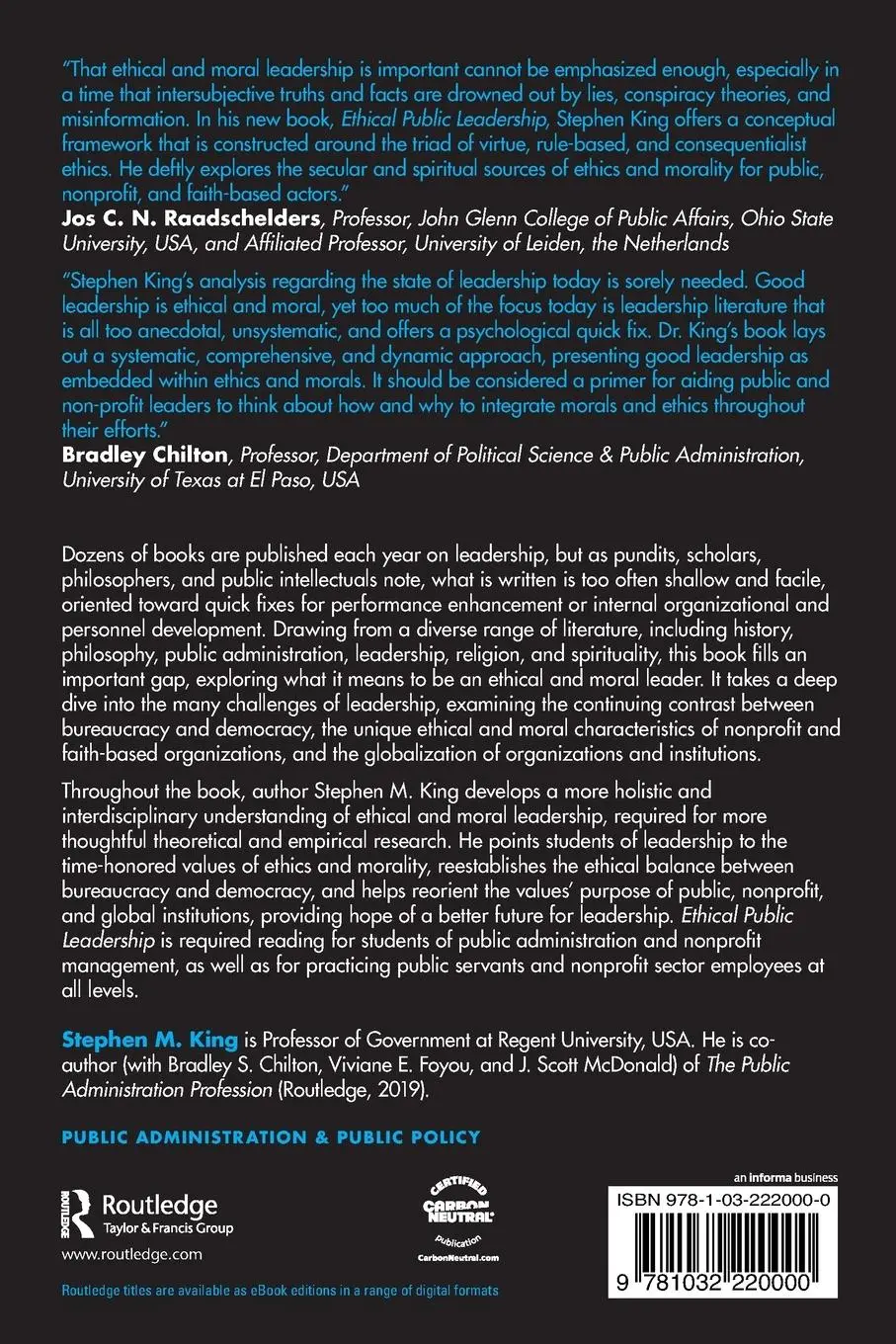 Rückseite: 9781032220000 | Ethical Public Leadership | Foundation, Exploration, and Discovery
