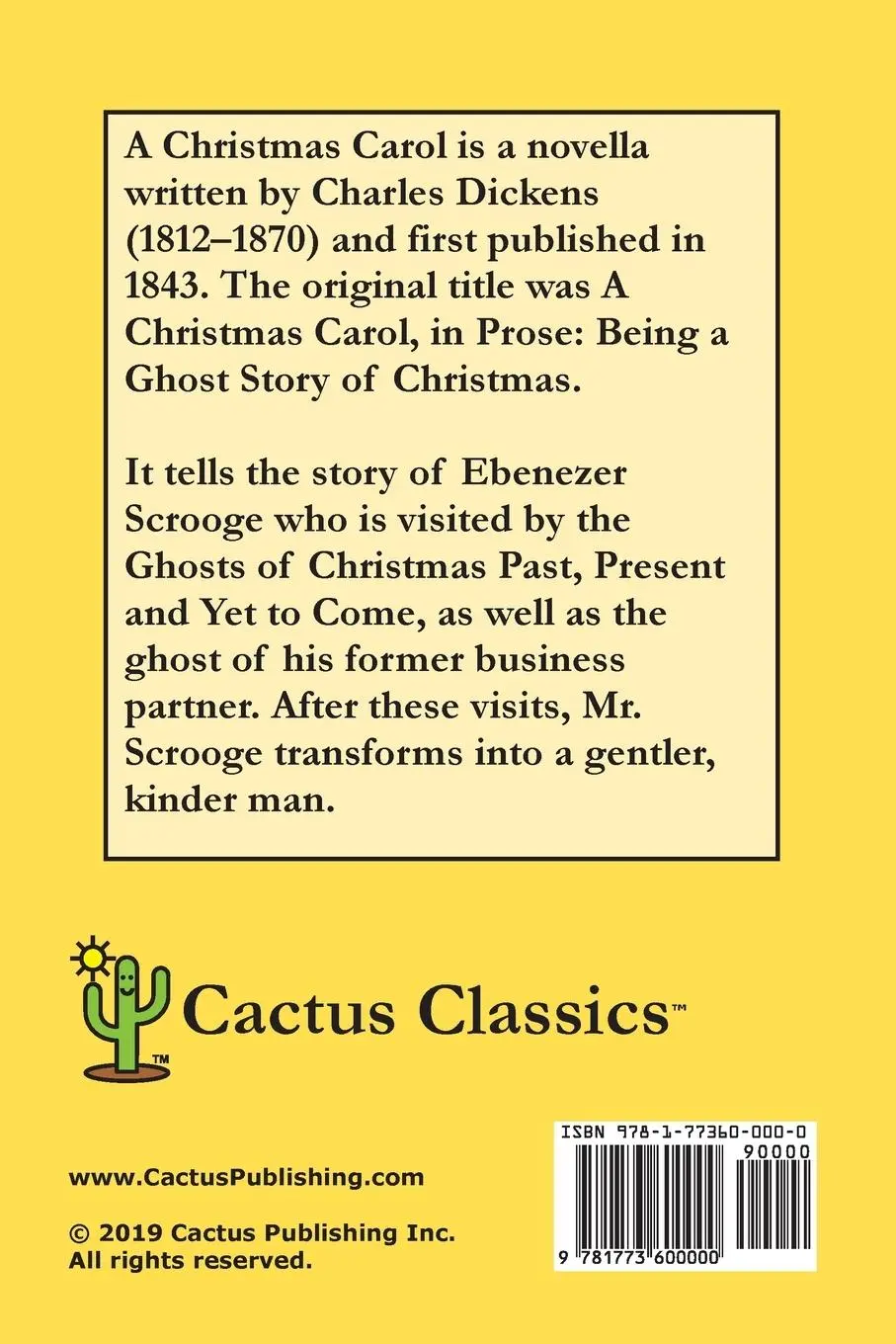 Rückseite: 9781773600000 | A Christmas Carol (Cactus Classics Large Print) | Dickens (u. a.)
