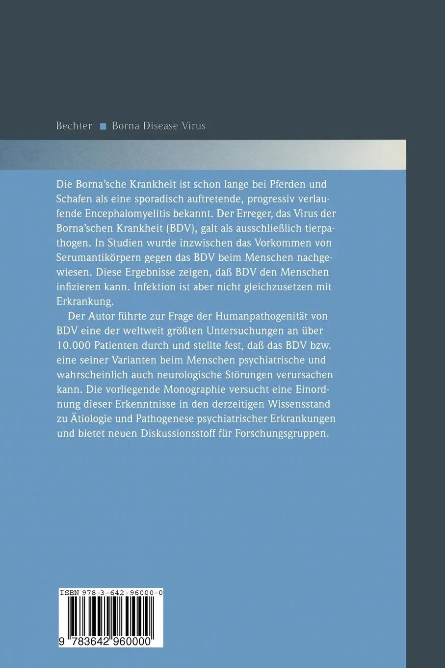 Rückseite: 9783642960000 | Borna Disease Virus | Karl Bechter | Taschenbuch | x | Deutsch | 2012
