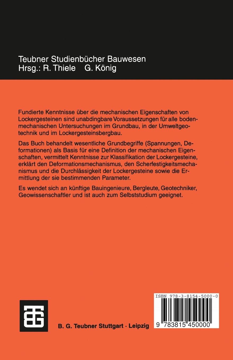 Rückseite: 9783815450000 | Mechanische Eigenschaften der Lockergesteine | Wolfgang Förster | Buch