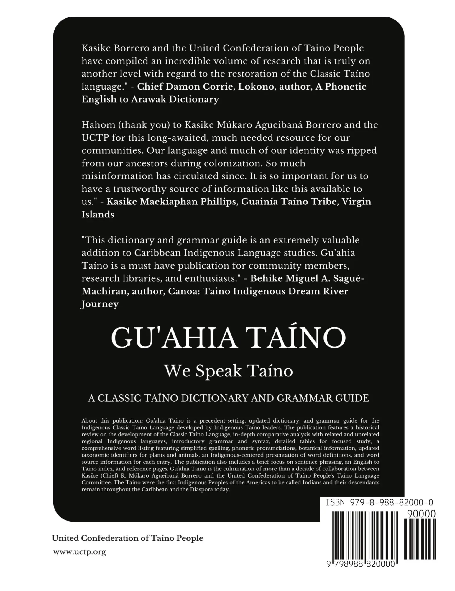 Rückseite: 9798988820000 | Gu'ahia Taíno We Speak Taíno | Roberto Múkaro Agueibaná Borrero | Buch