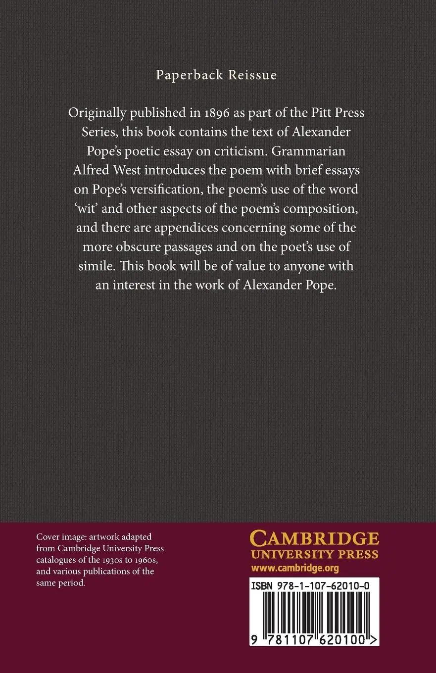 Rückseite: 9781107620100 | Essay on Criticism | Edited with Introduction and Notes | Pope | Buch