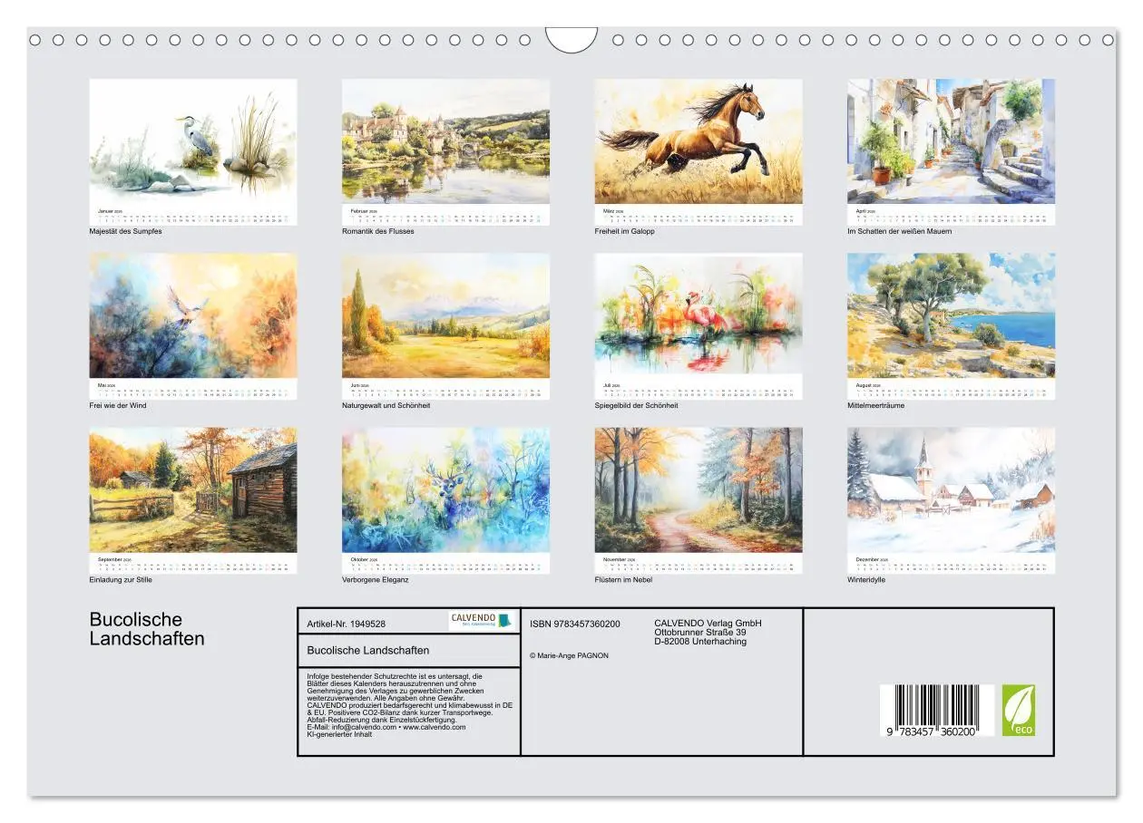 Bild: 9783457360200 | Bucolische Landschaften (Wandkalender 2026 DIN A3 quer), CALVENDO...