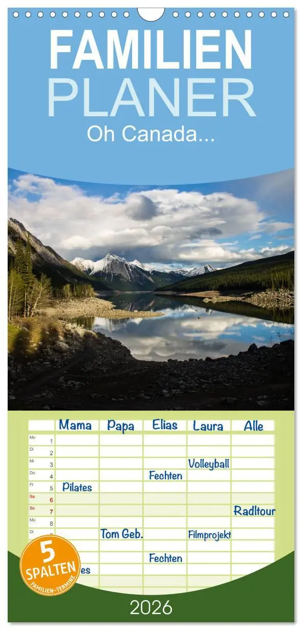Cover: 9783516520200 | Familienplaner 2026 - Oh Canada... mit 5 Spalten (Wandkalender, 21...