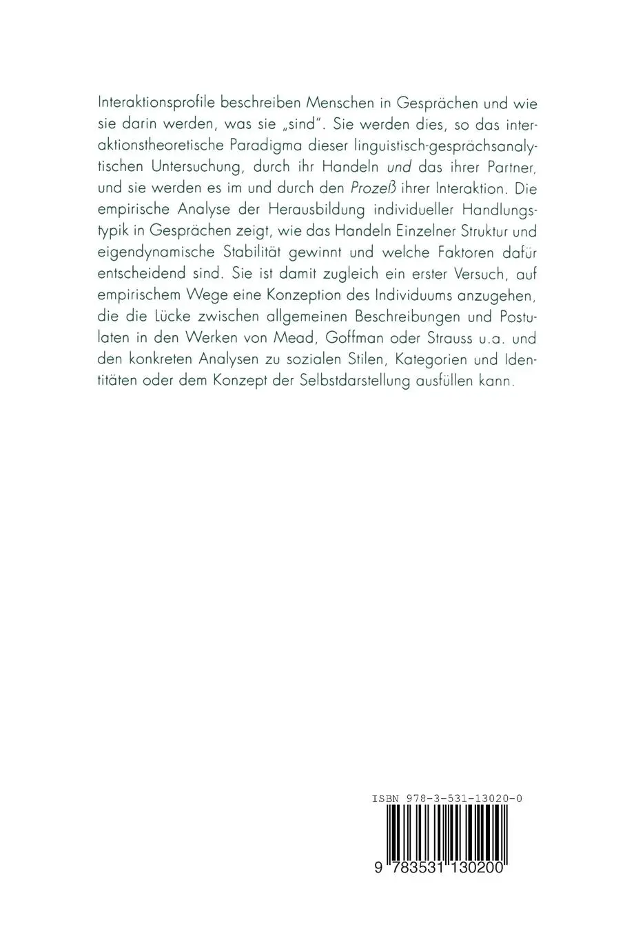 Rückseite: 9783531130200 | Interaktionsprofile | Thomas Spranz-Fogasy | Taschenbuch | 276 S.