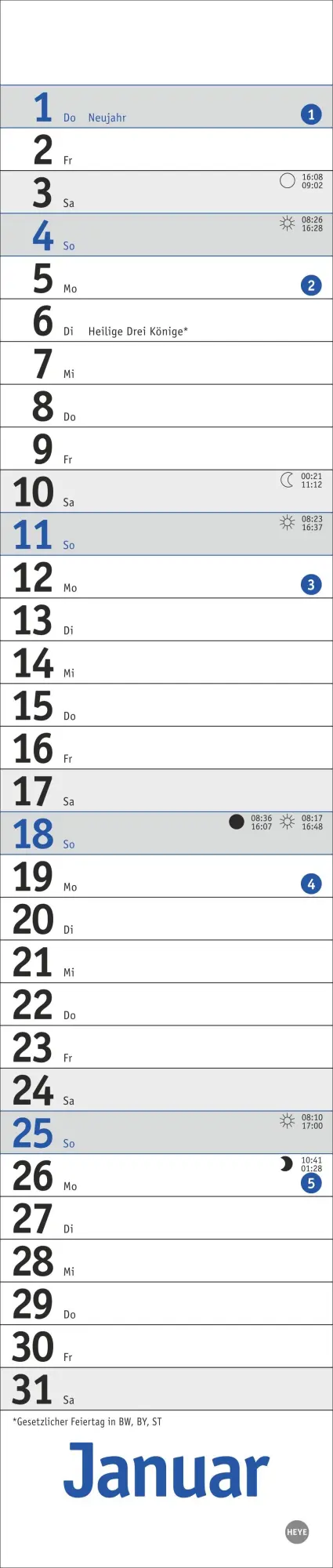 Bild: 9783756410200 | Langplaner mini, blau 2026 | Kalender | Bürokalender Heye | 13 S.