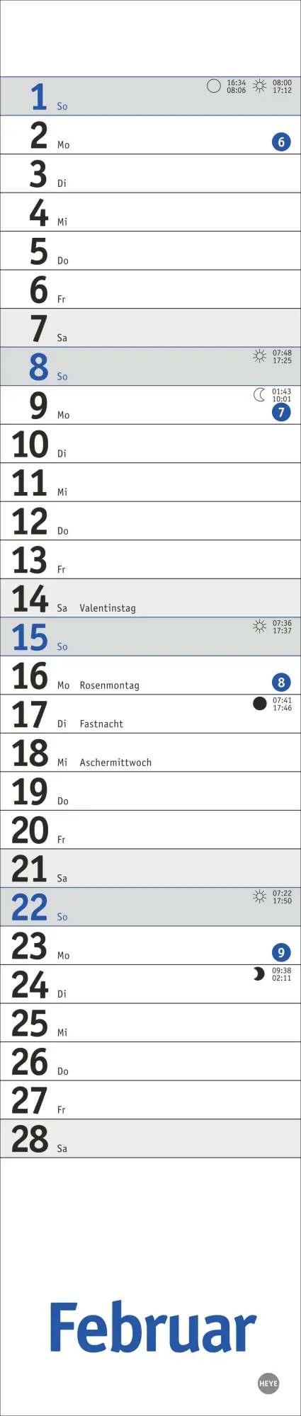 Bild: 9783756410200 | Langplaner mini, blau 2026 | Kalender | Bürokalender Heye | 13 S.