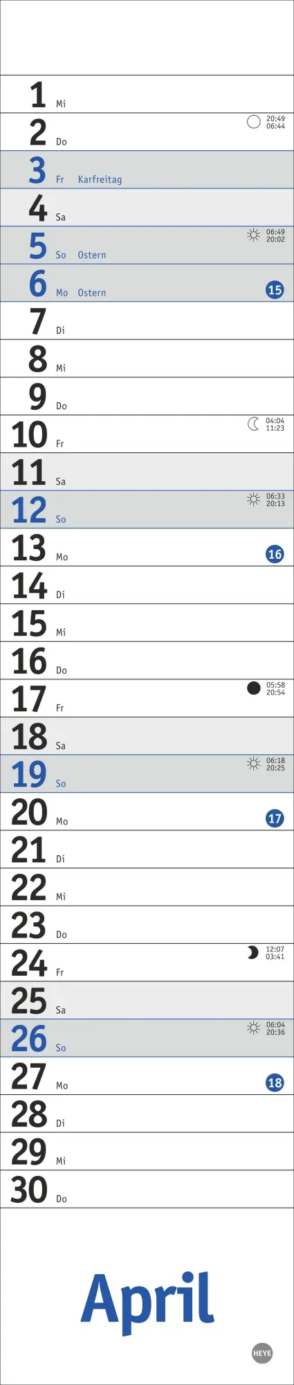 Bild: 9783756410200 | Langplaner mini, blau 2026 | Kalender | Bürokalender Heye | 13 S.