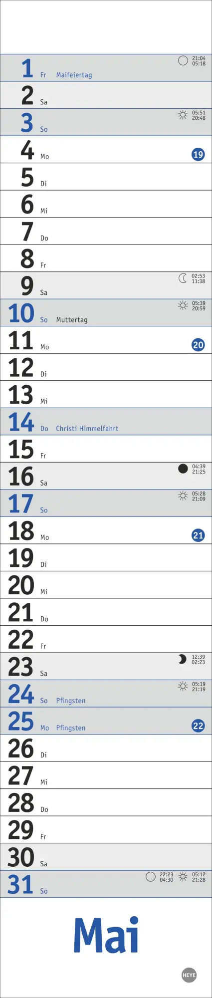 Bild: 9783756410200 | Langplaner mini, blau 2026 | Kalender | Bürokalender Heye | 13 S.