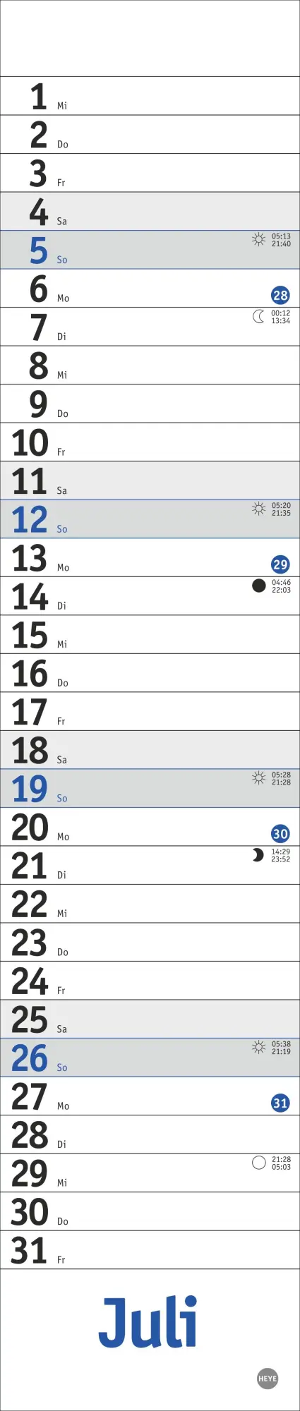 Bild: 9783756410200 | Langplaner mini, blau 2026 | Kalender | Bürokalender Heye | 13 S.