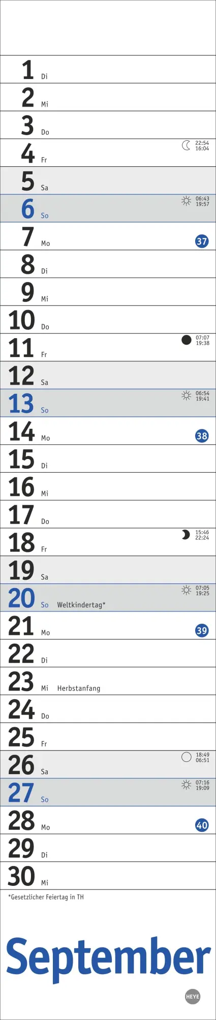 Bild: 9783756410200 | Langplaner mini, blau 2026 | Kalender | Bürokalender Heye | 13 S.