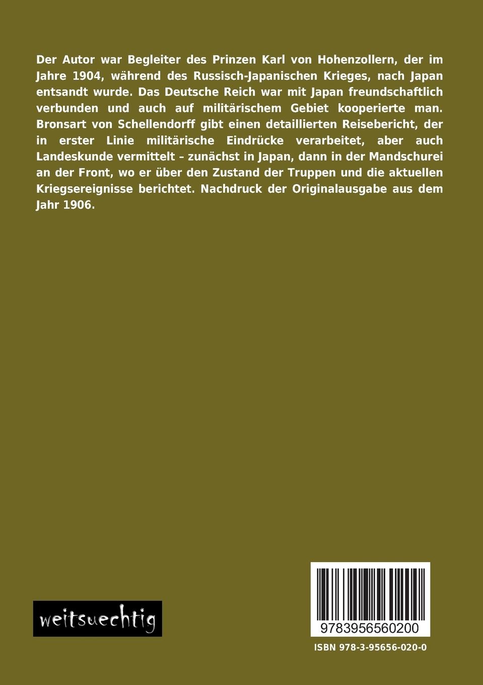Rückseite: 9783956560200 | Sechs Monate beim japanischen Feldheer | Schellendorff | Taschenbuch