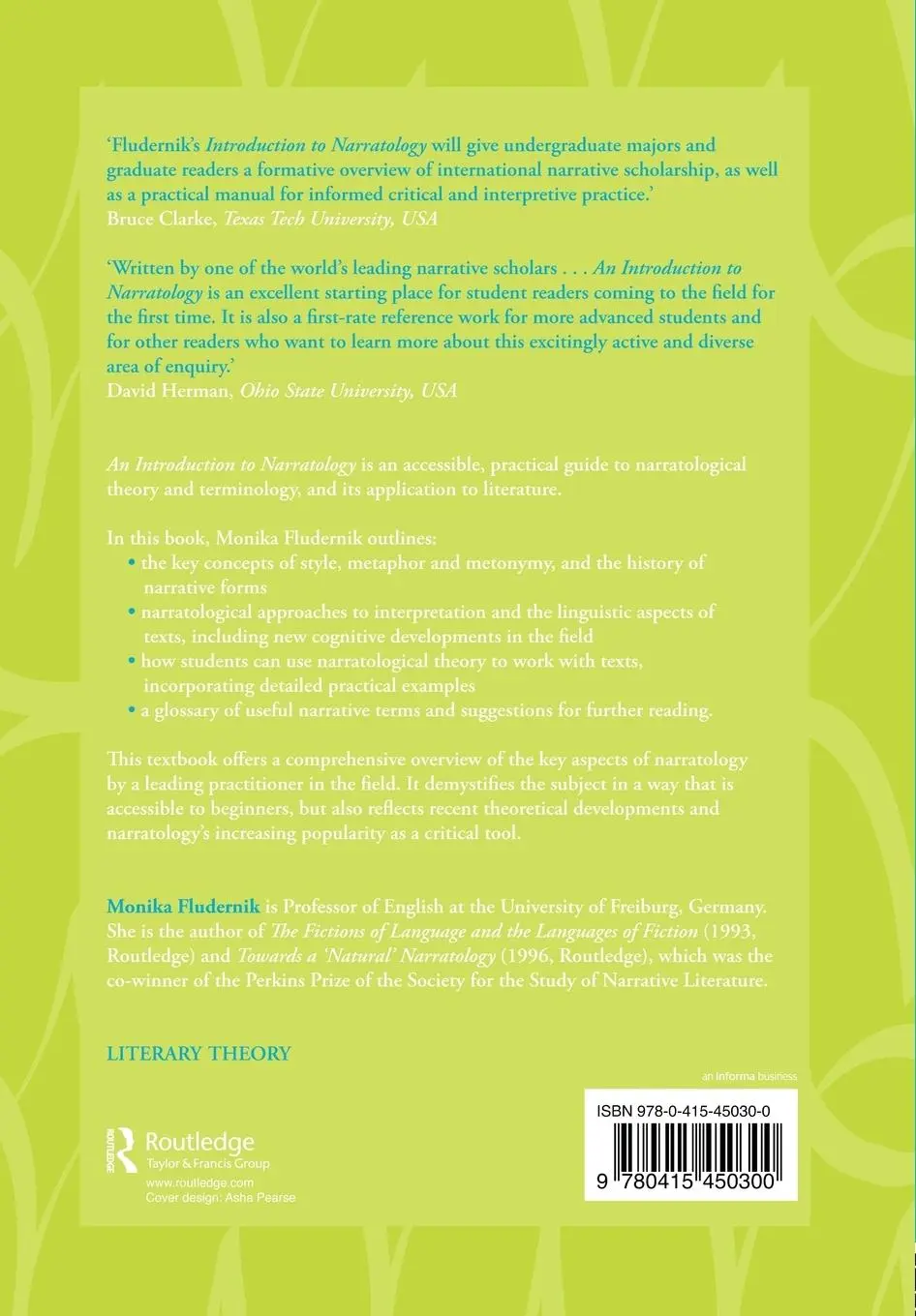 Rückseite: 9780415450300 | An Introduction to Narratology | Monika Fludernik | Taschenbuch | 2009