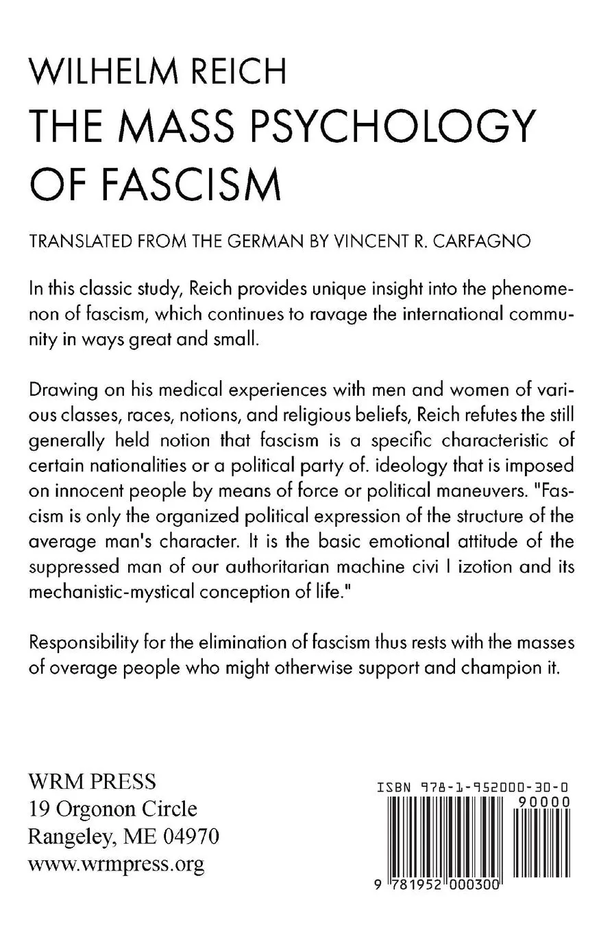 Rückseite: 9781952000300 | The Mass Psychology of Fascism | Wilhelm Reich | Taschenbuch | 2023