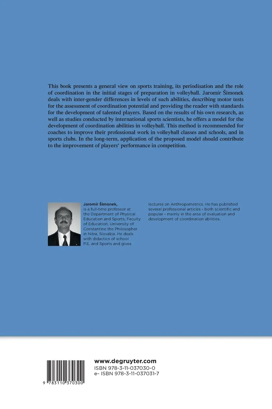 Rückseite: 9783110370300 | Coordination Abilities in Volleyball | Jaromír ¿Imonek | Buch | 80 S.