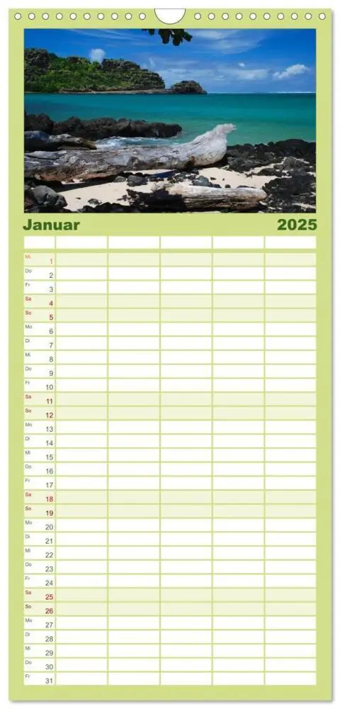Bild: 9783457110300 | Familienplaner 2025 - Mauritius mit 5 Spalten (Wandkalender, 21 x...