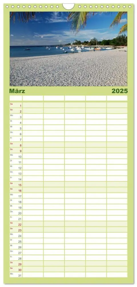 Bild: 9783457110300 | Familienplaner 2025 - Mauritius mit 5 Spalten (Wandkalender, 21 x...