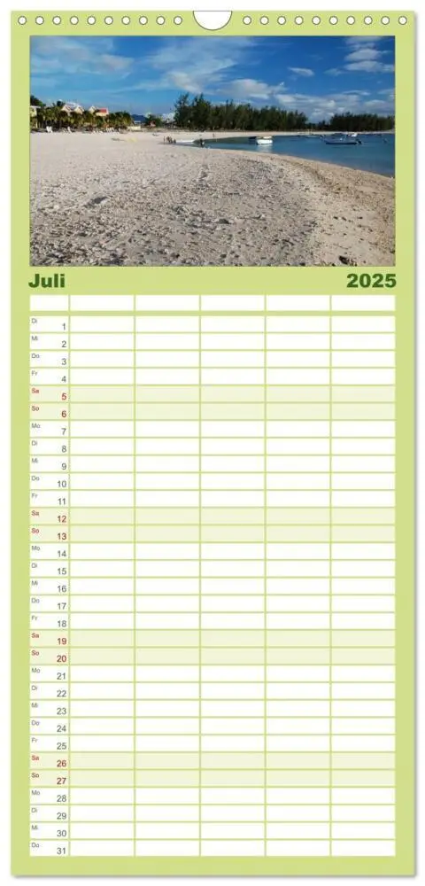 Bild: 9783457110300 | Familienplaner 2025 - Mauritius mit 5 Spalten (Wandkalender, 21 x...