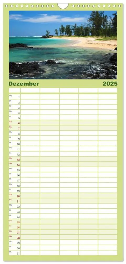 Bild: 9783457110300 | Familienplaner 2025 - Mauritius mit 5 Spalten (Wandkalender, 21 x...