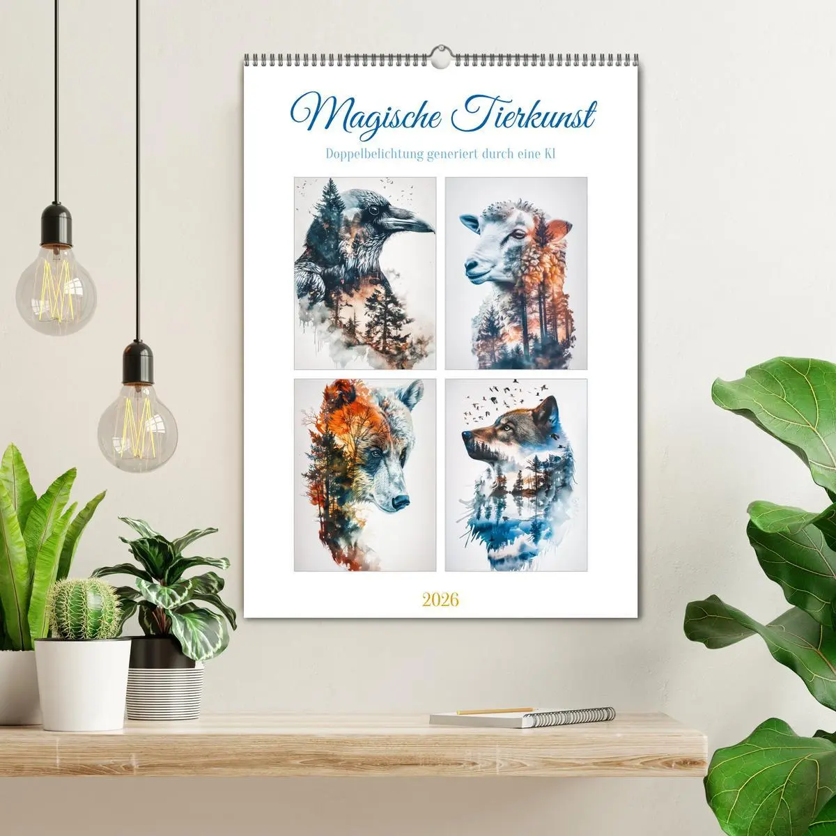 Bild: 9783457280300 | Magische Tierkunst (Wandkalender 2026 DIN A2 hoch), CALVENDO...