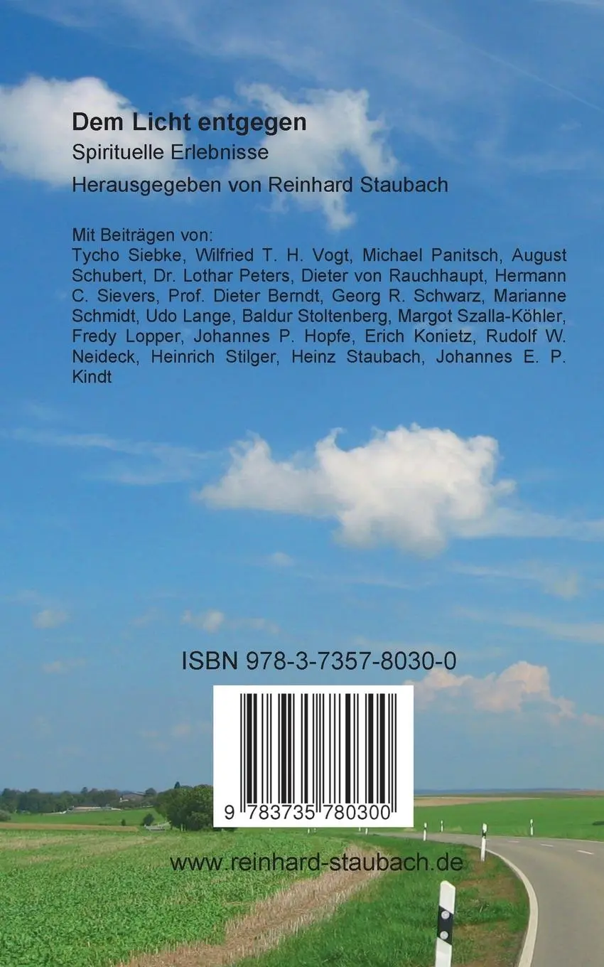 Rückseite: 9783735780300 | Dem Licht entgegen | Spirituelle Erlebnisse | Reinhard Staubach | Buch