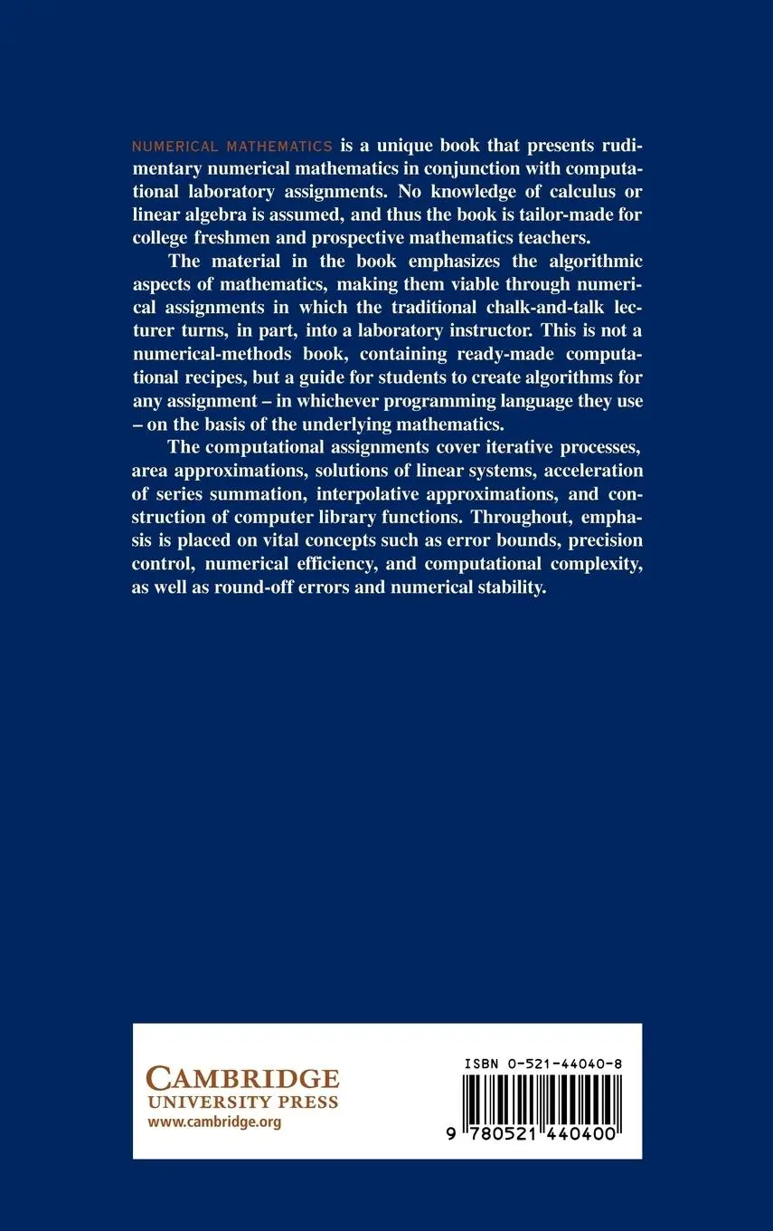 Rückseite: 9780521440400 | Numerical Mathematics | A Laboratory Approach | Shlomo Breuer (u. a.)