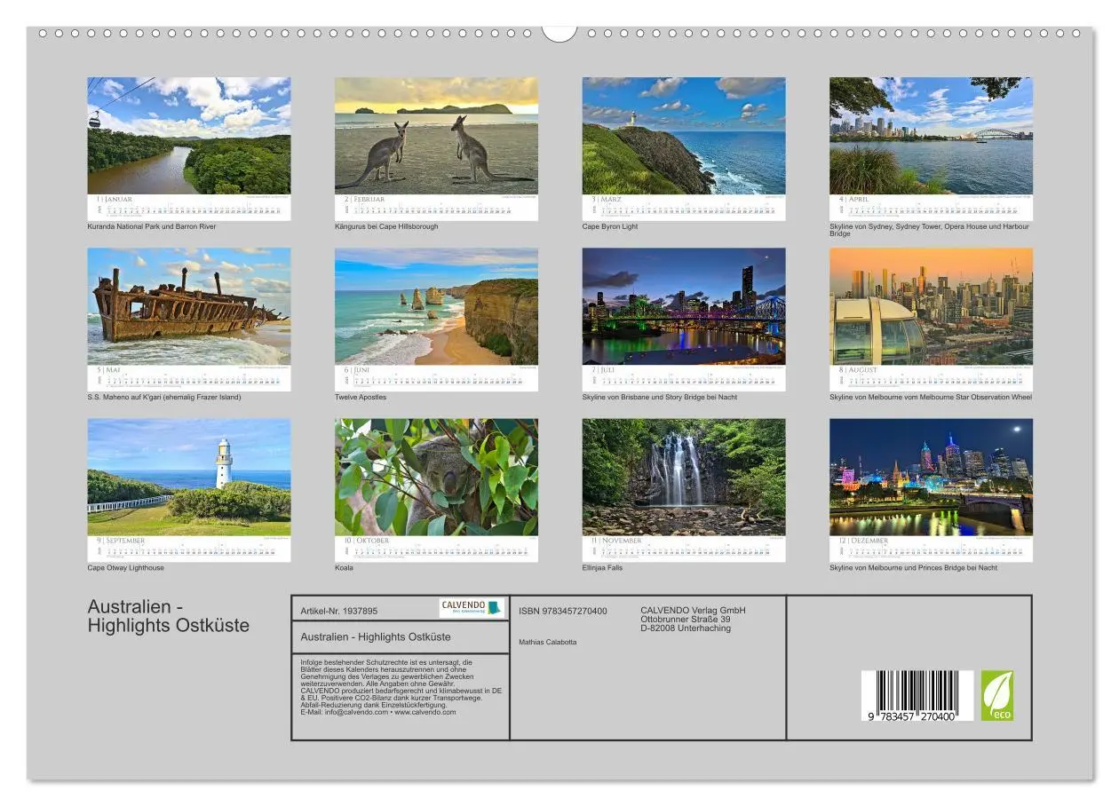 Bild: 9783457270400 | Australien - Highlights Ostküste (hochwertiger Premium Wandkalender...