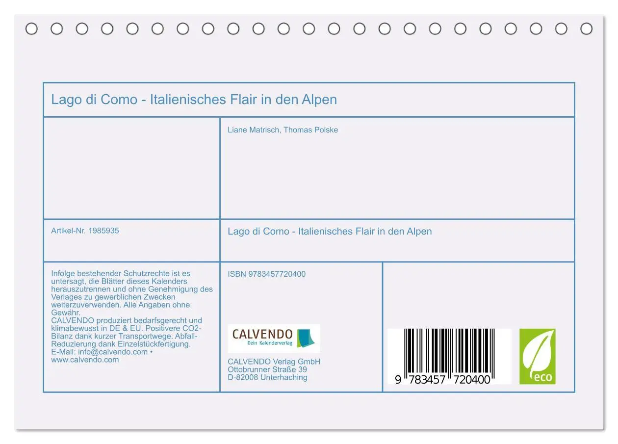 Bild: 9783457720400 | Lago di Como - Italienisches Flair in den Alpen (Tischkalender 2026...