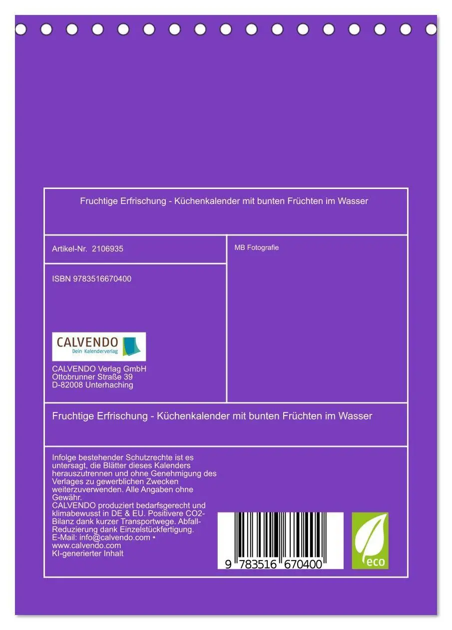 Bild: 9783516670400 | Fruchtige Erfrischung - Küchenkalender mit bunten Früchten im...