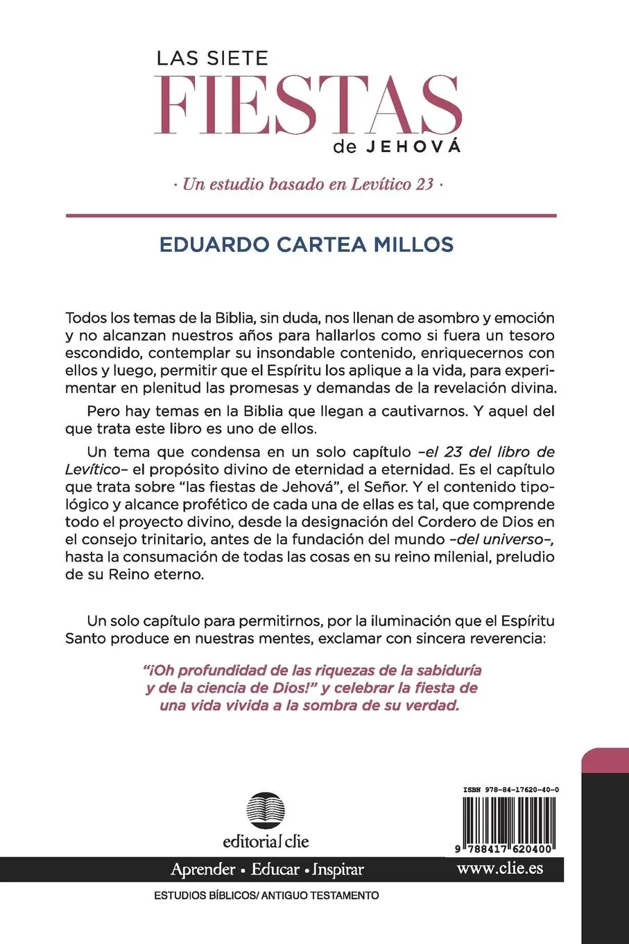 Rückseite: 9788417620400 | Las siete fiestas de Jehová | Eduardo Cartea Millos | Taschenbuch