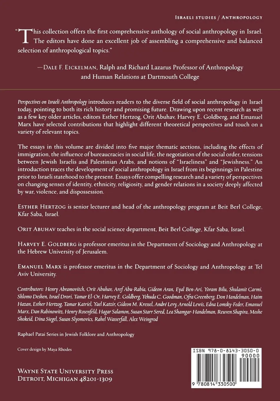 Rückseite: 9780814330500 | Perspectives on Israeli Anthropology | Esther Hertzog (u. a.) | Buch