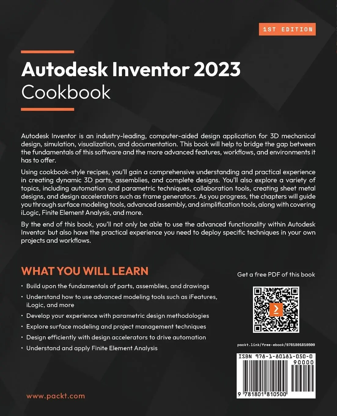 Rückseite: 9781801810500 | Autodesk Inventor 2023 Cookbook | Alexander Bordino | Taschenbuch