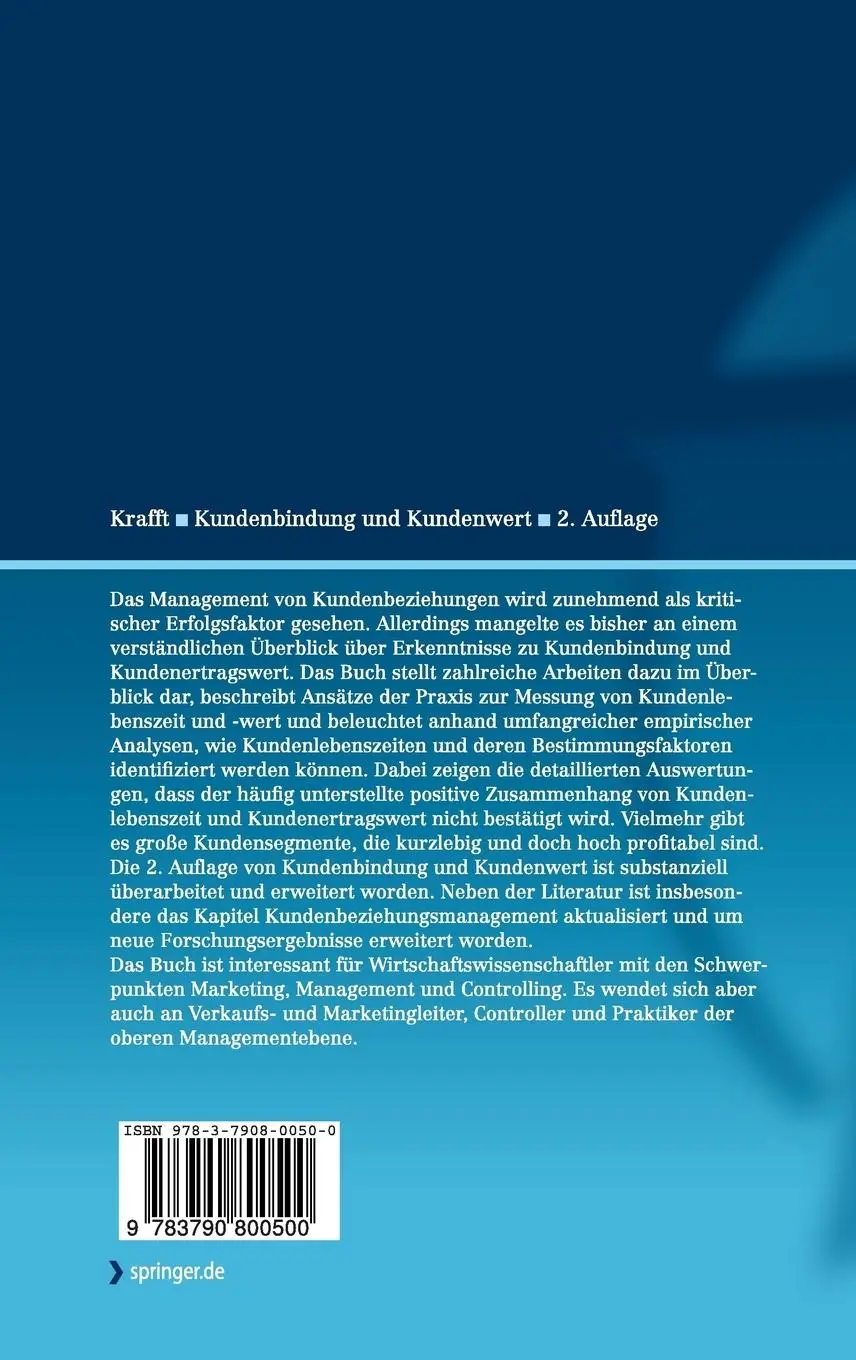 Rückseite: 9783790800500 | Kundenbindung und Kundenwert | Manfred Krafft | Buch | xvi | Deutsch