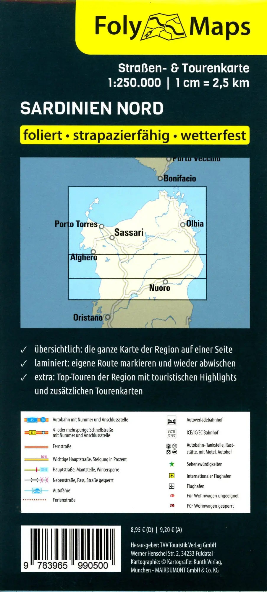 Bild: 9783965990500 | FolyMaps Sardinien Nord | Straßen- und Tourenkarte 1:250 000 | Deutsch