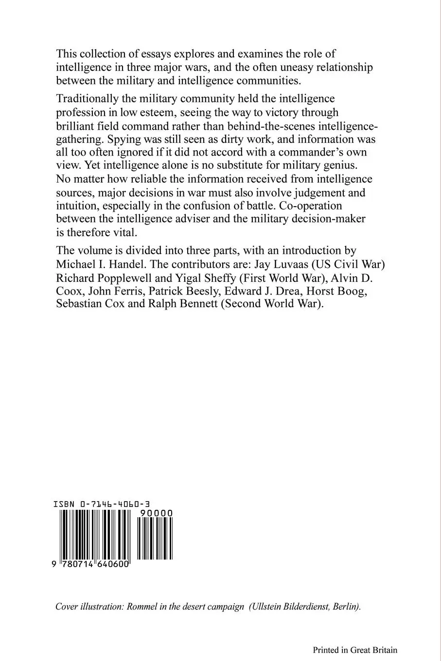 Rückseite: 9780714640600 | Intelligence and Military Operations | Michael Handel | Taschenbuch