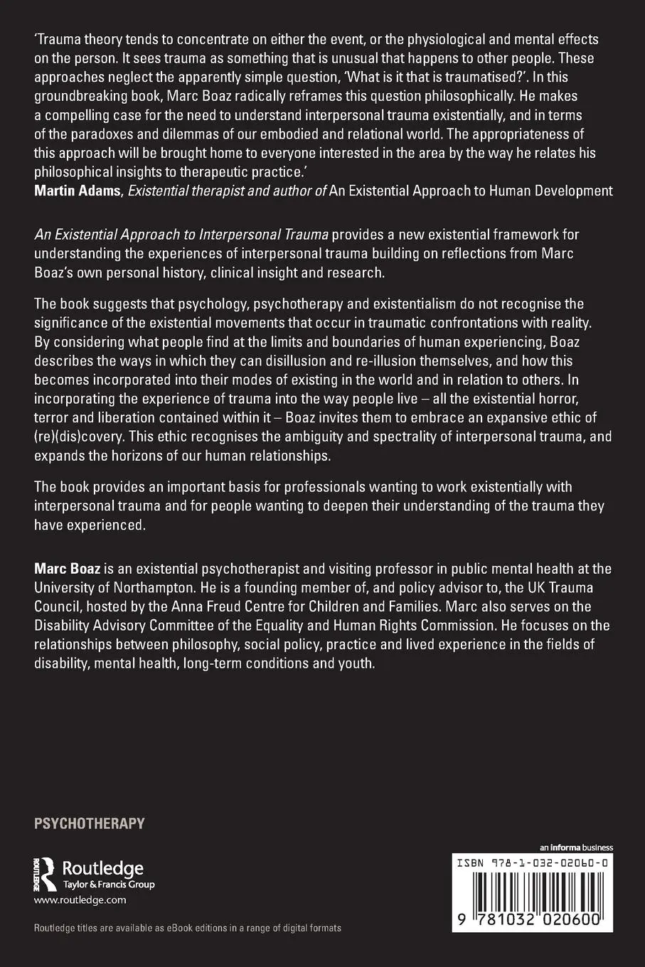 Rückseite: 9781032020600 | An Existential Approach to Interpersonal Trauma | Marc Boaz | Buch