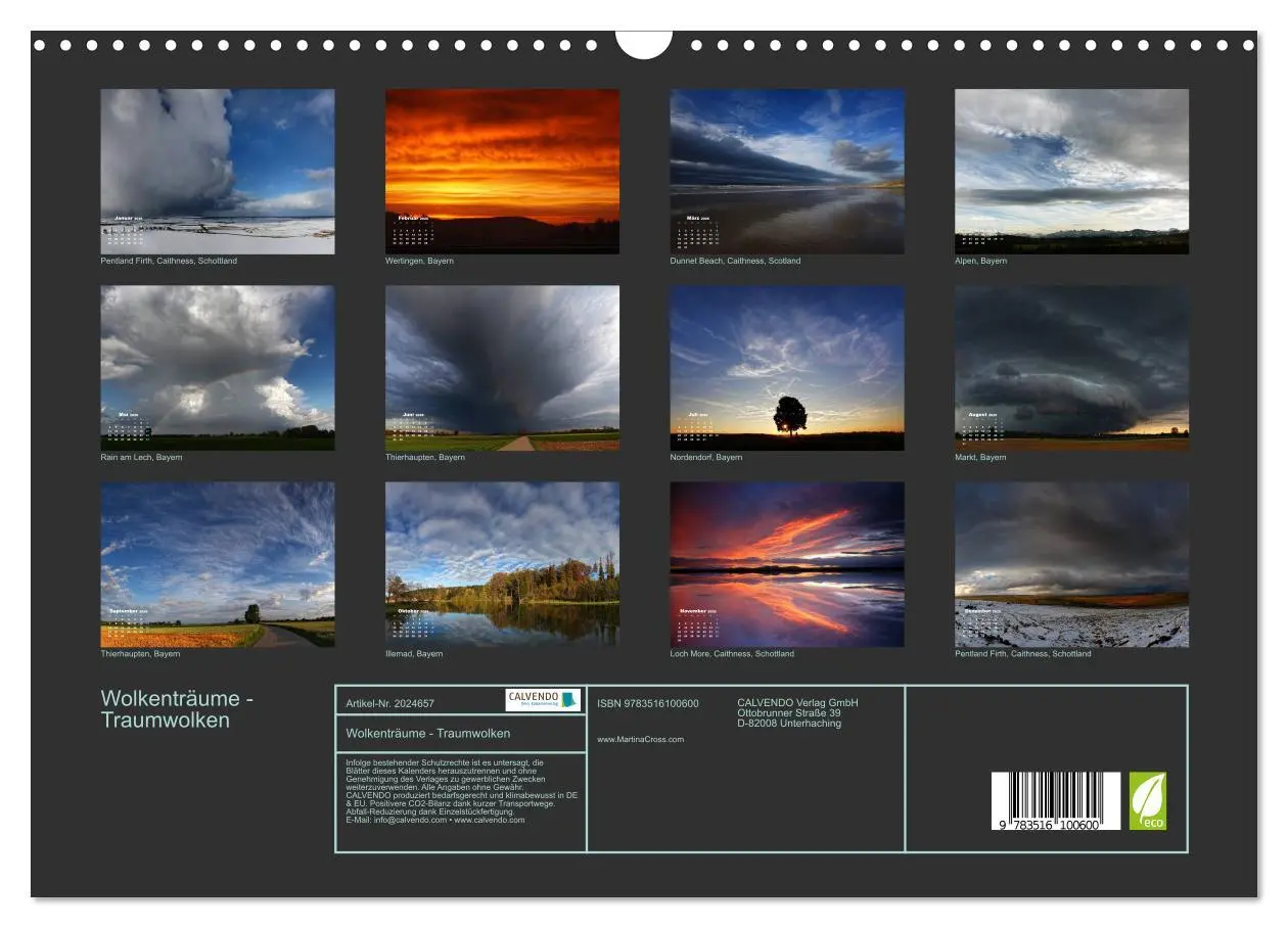 Bild: 9783516100600 | Wolkenträume - Traumwolken (Wandkalender 2026 DIN A3 quer),...
