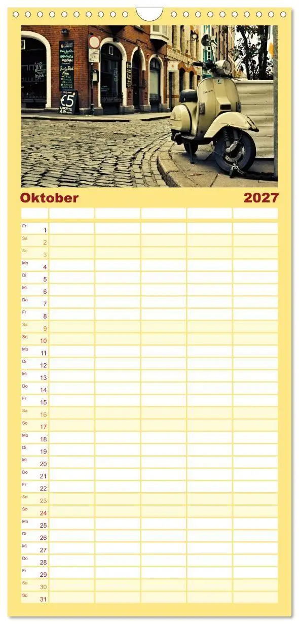 Bild: 9783594320600 | Familienplaner 2027 - Vespa Liebe mit 5 Spalten (Wandkalender, 21 x...