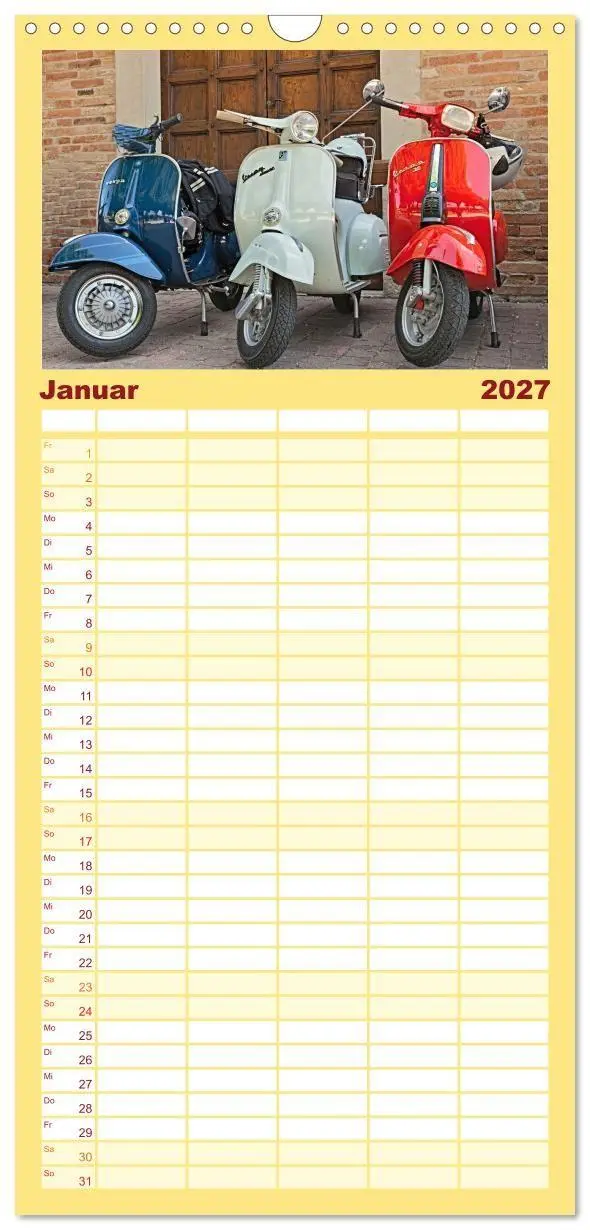 Bild: 9783594320600 | Familienplaner 2027 - Vespa Liebe mit 5 Spalten (Wandkalender, 21 x...