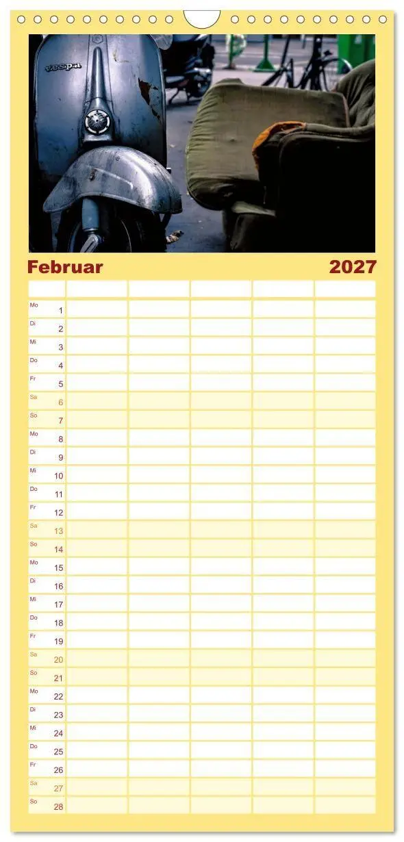 Bild: 9783594320600 | Familienplaner 2027 - Vespa Liebe mit 5 Spalten (Wandkalender, 21 x...