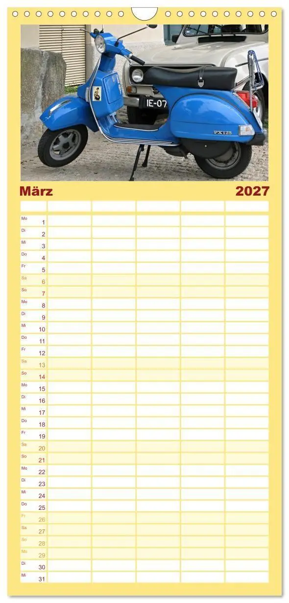 Bild: 9783594320600 | Familienplaner 2027 - Vespa Liebe mit 5 Spalten (Wandkalender, 21 x...