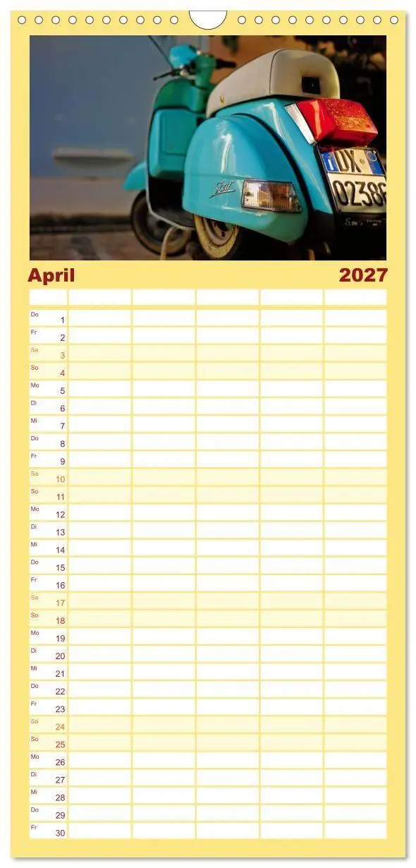 Bild: 9783594320600 | Familienplaner 2027 - Vespa Liebe mit 5 Spalten (Wandkalender, 21 x...
