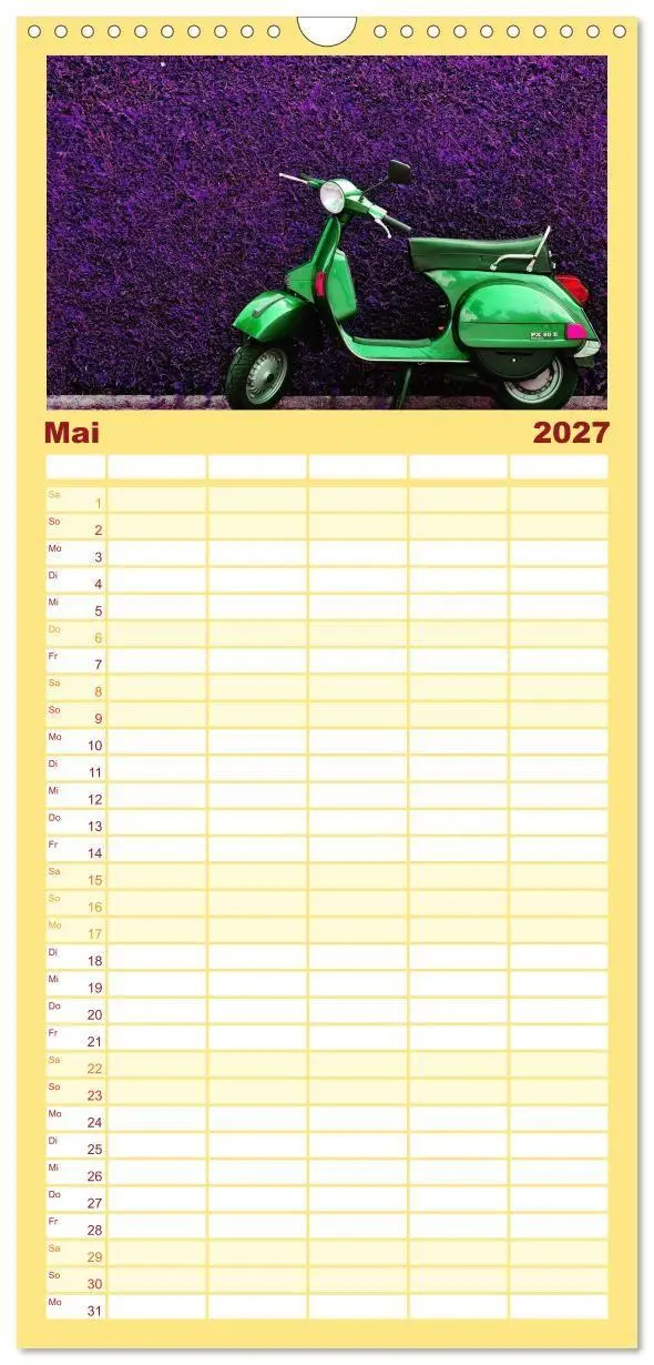 Bild: 9783594320600 | Familienplaner 2027 - Vespa Liebe mit 5 Spalten (Wandkalender, 21 x...