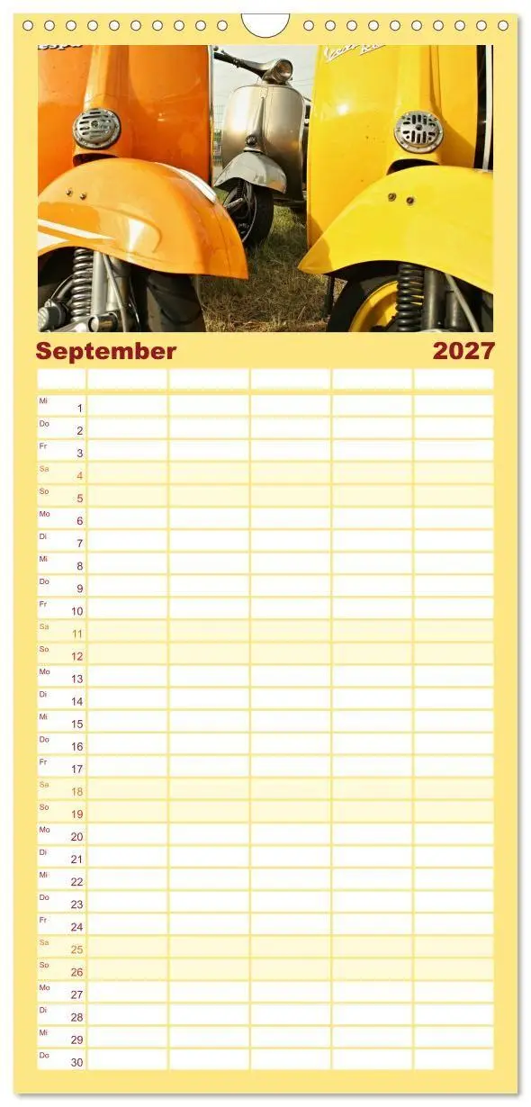 Bild: 9783594320600 | Familienplaner 2027 - Vespa Liebe mit 5 Spalten (Wandkalender, 21 x...