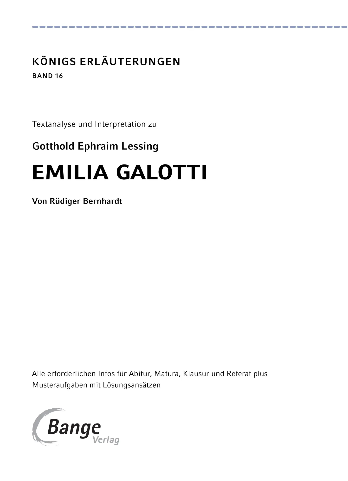 Bild: 9783804420700 | Emilia Galotti von Gotthold Ephraim Lessing - Textanalyse und...