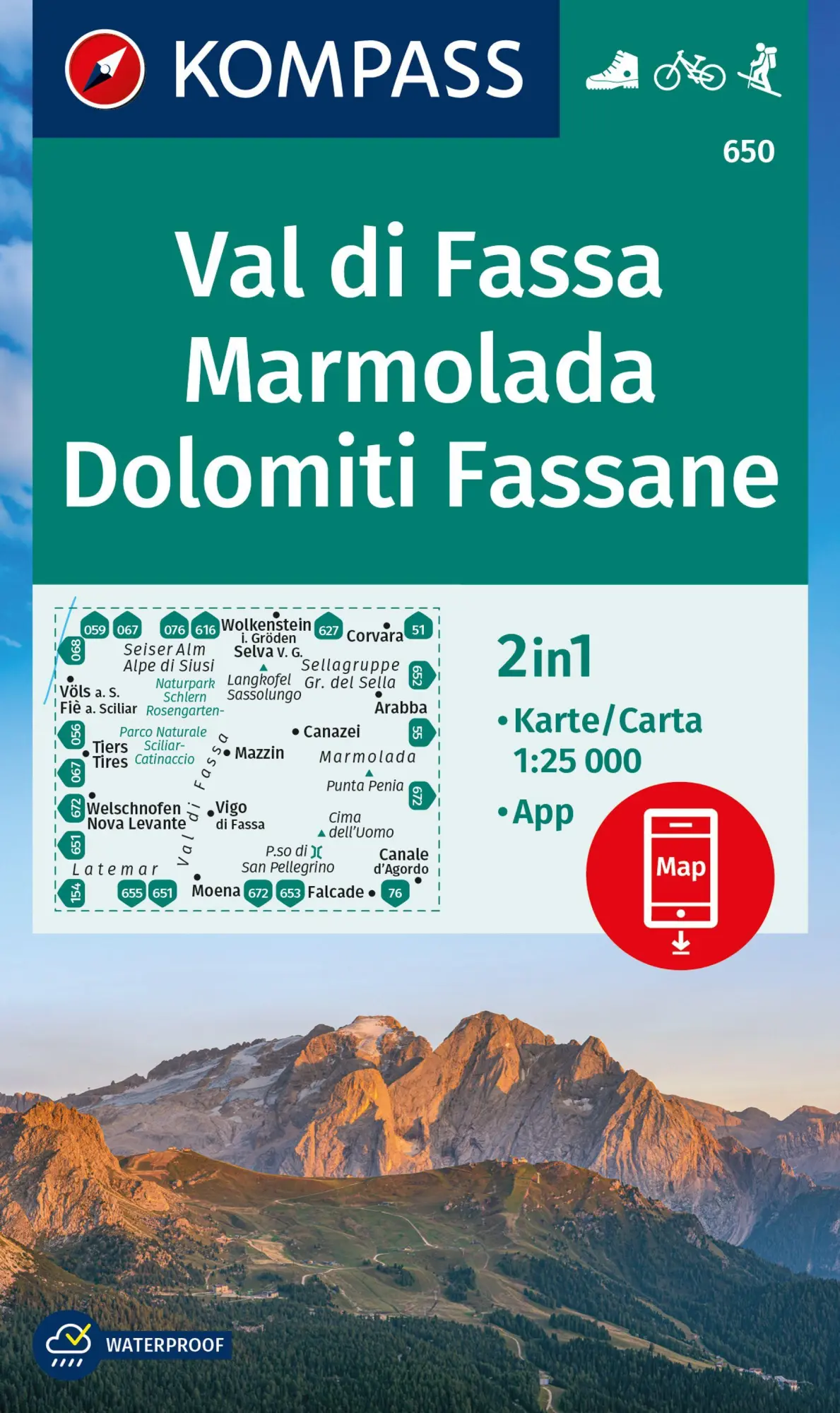 Cover: 9783991540700 | KOMPASS Wanderkarte 650 Val di Fassa, Marmolada, Dolomiti Fassane...