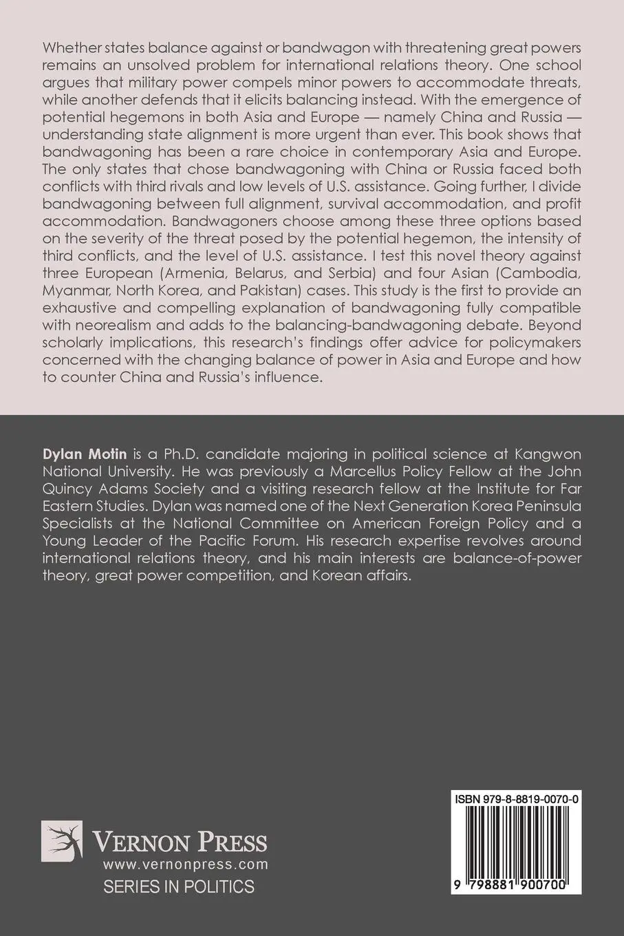 Rückseite: 9798881900700 | Bandwagoning in International Relations | Dylan Motin | Taschenbuch