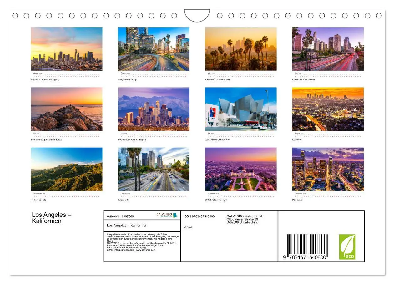 Bild: 9783457540800 | Los Angeles - Kalifornien (Wandkalender 2026 DIN A4 quer), CALVENDO...