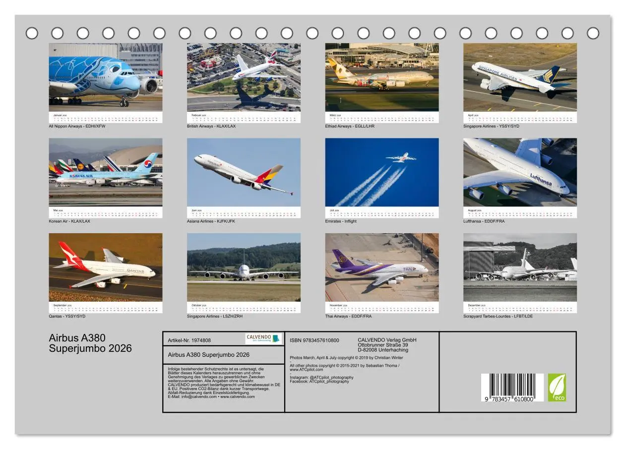 Bild: 9783457610800 | Airbus A380 Superjumbo 2026 (Tischkalender 2026 DIN A5 quer),...