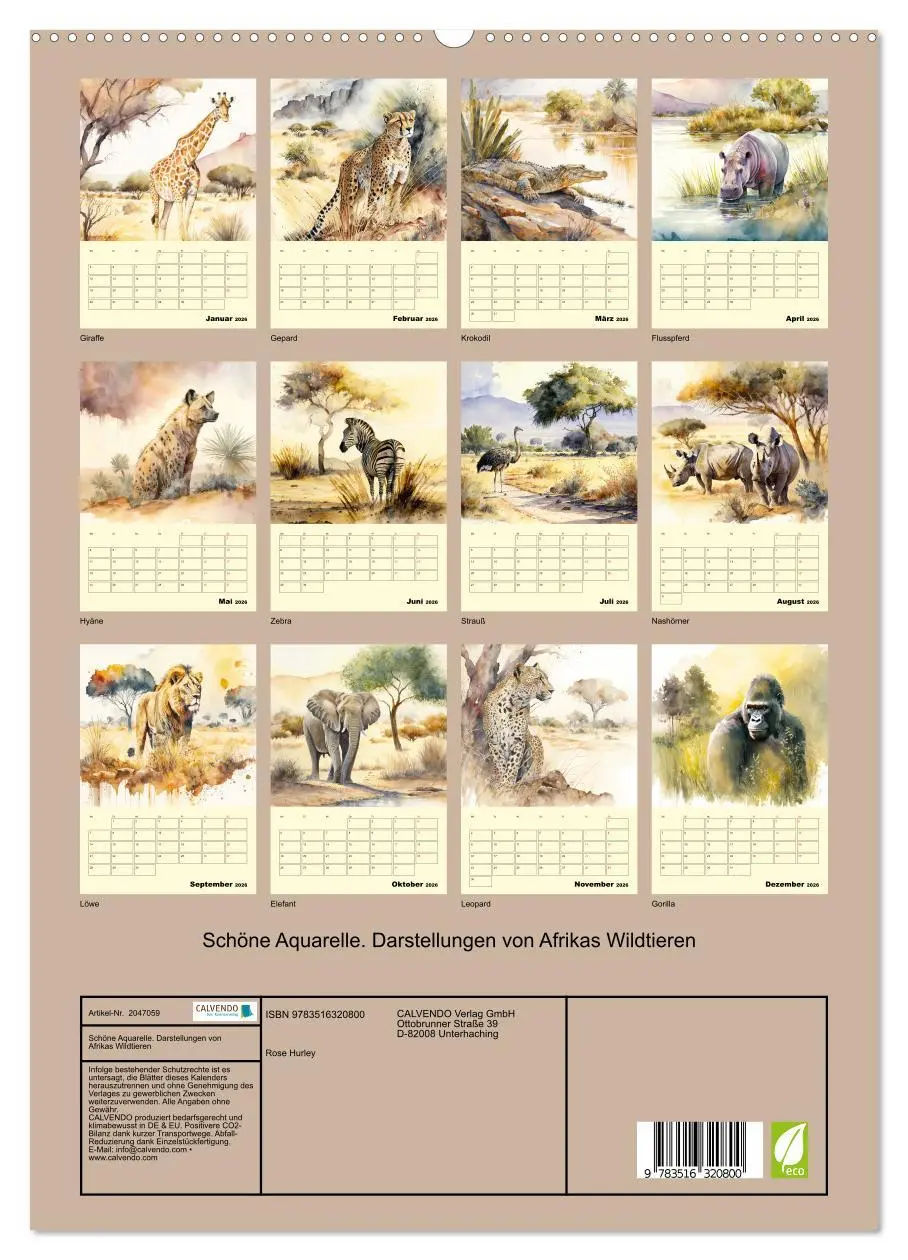 Bild: 9783516320800 | Schöne Aquarelle. Darstellungen von Afrikas Wildtieren...